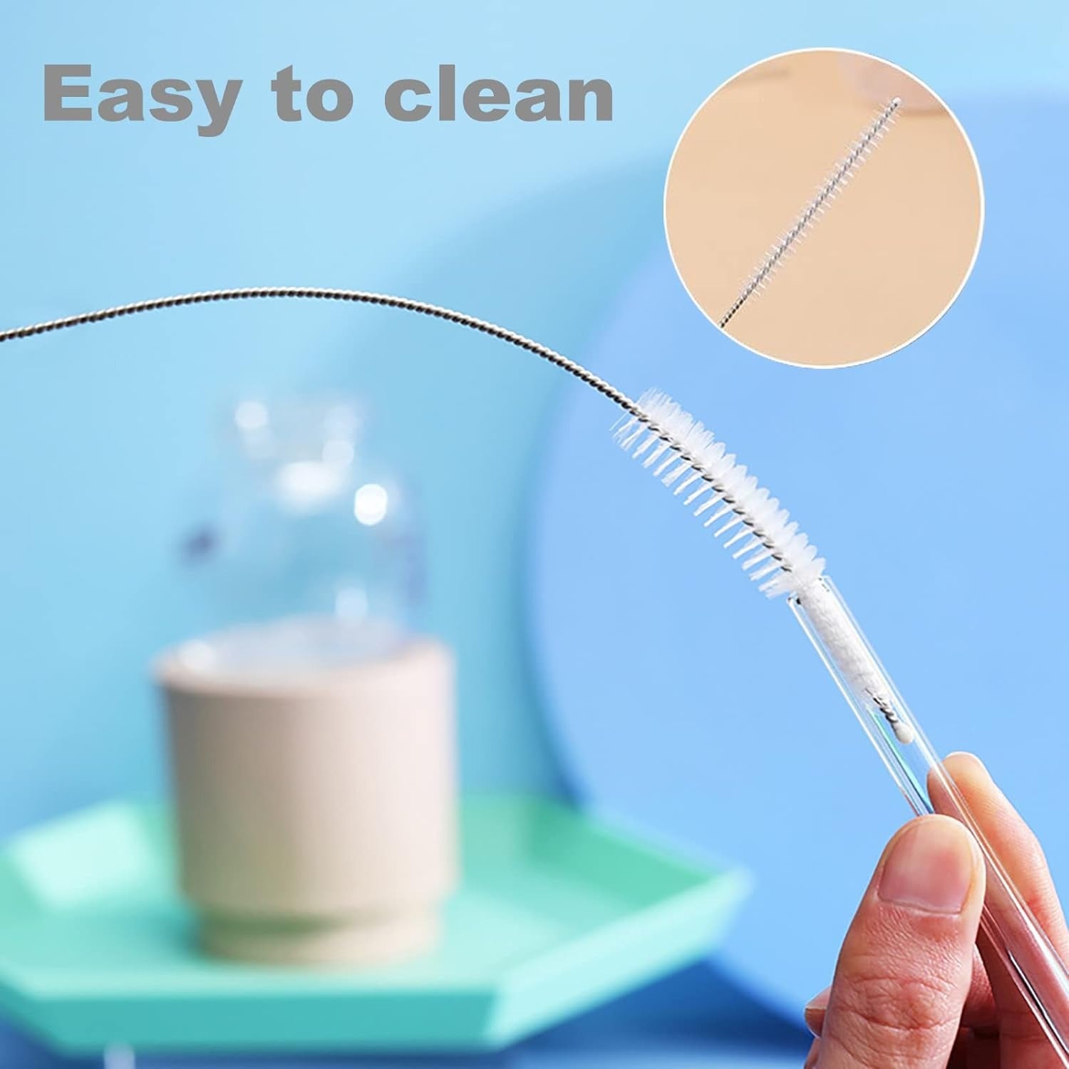 8pcs Replacement Straws with Cleaning Brush - Reusable Cup Accessories