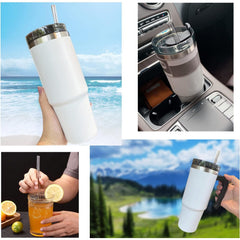 8pcs Replacement Straws with Cleaning Brush - Reusable Cup Accessories