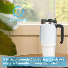 8pcs Replacement Straws with Cleaning Brush - Reusable Cup Accessories