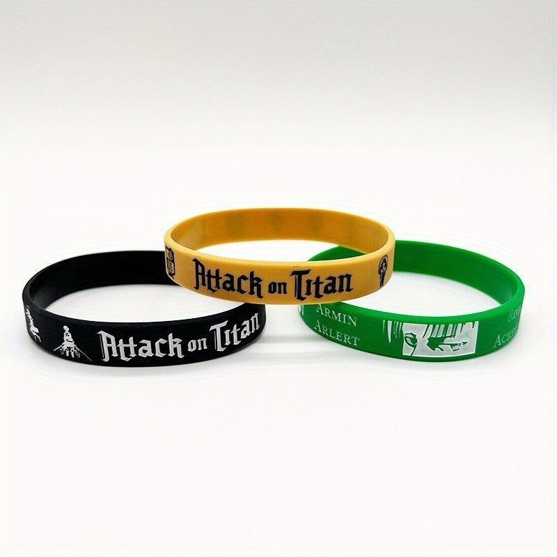 6 Pcs Attack Giant Silicone Bracelet Sports Wrist Band 20x1.22 Cm