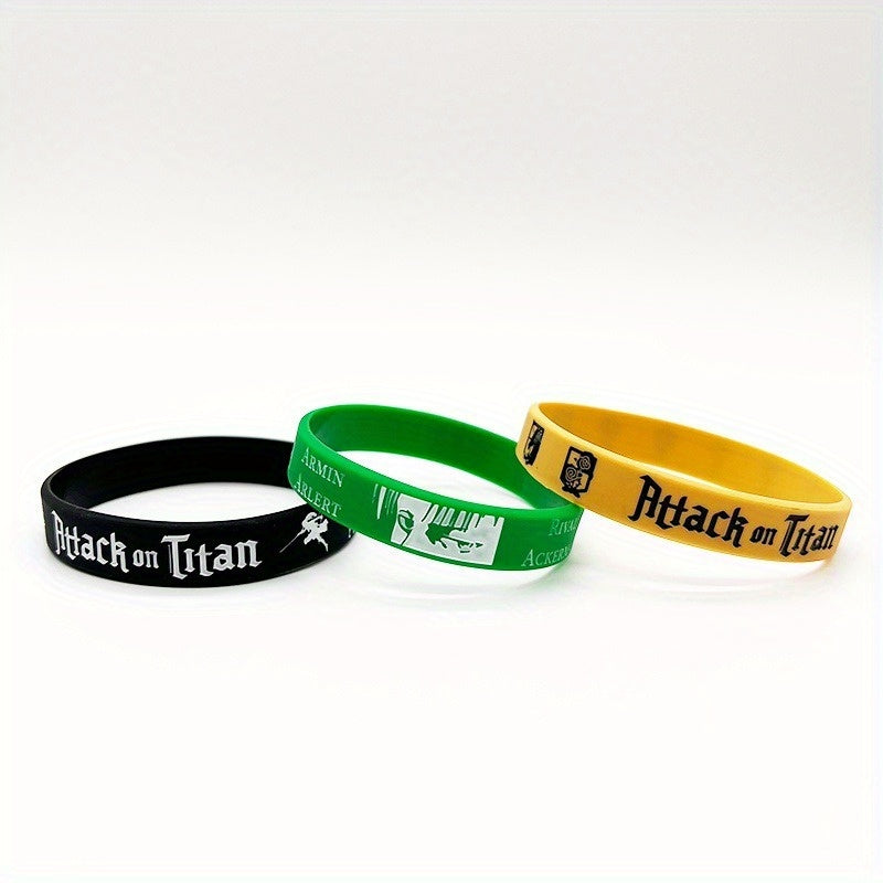 6 Pcs Attack Giant Silicone Bracelet Sports Wrist Band 20x1.22 Cm