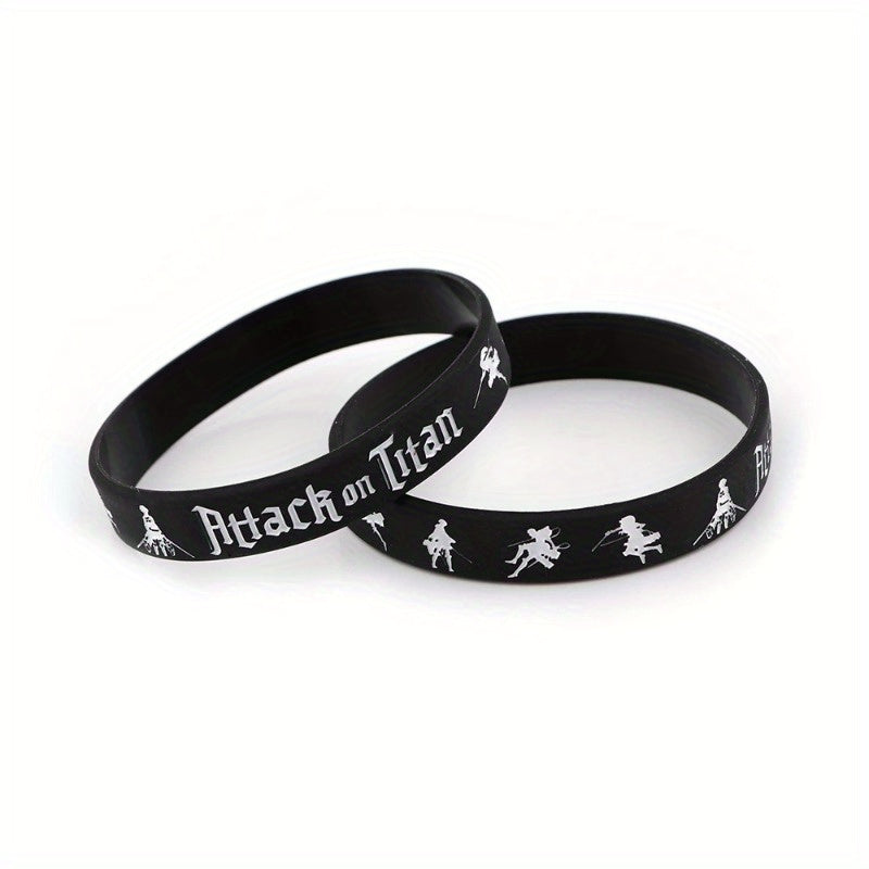 6 Pcs Attack Giant Silicone Bracelet Sports Wrist Band 20x1.22 Cm