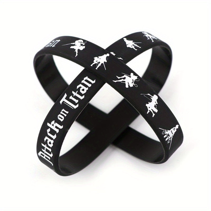 6 Pcs Attack Giant Silicone Bracelet Sports Wrist Band 20x1.22 Cm