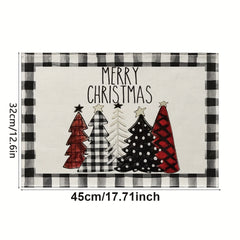 2pcs Christmas Placemat Red Plaid Heat Insulation Pad Kitchen Decor