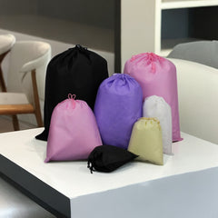 12pcs Portable Shoe Drawstring Storage Bag Non Woven Fabric Clothes Storage Bag