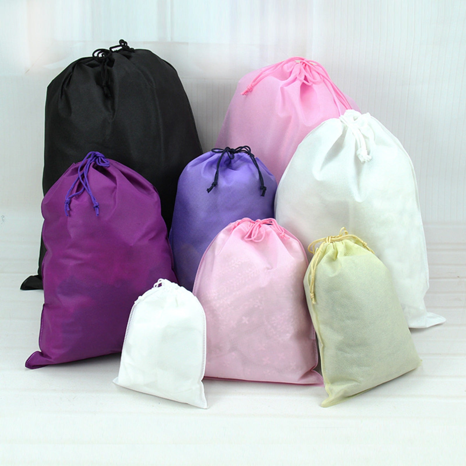12pcs Portable Shoe Drawstring Storage Bag Non Woven Fabric Clothes Storage Bag