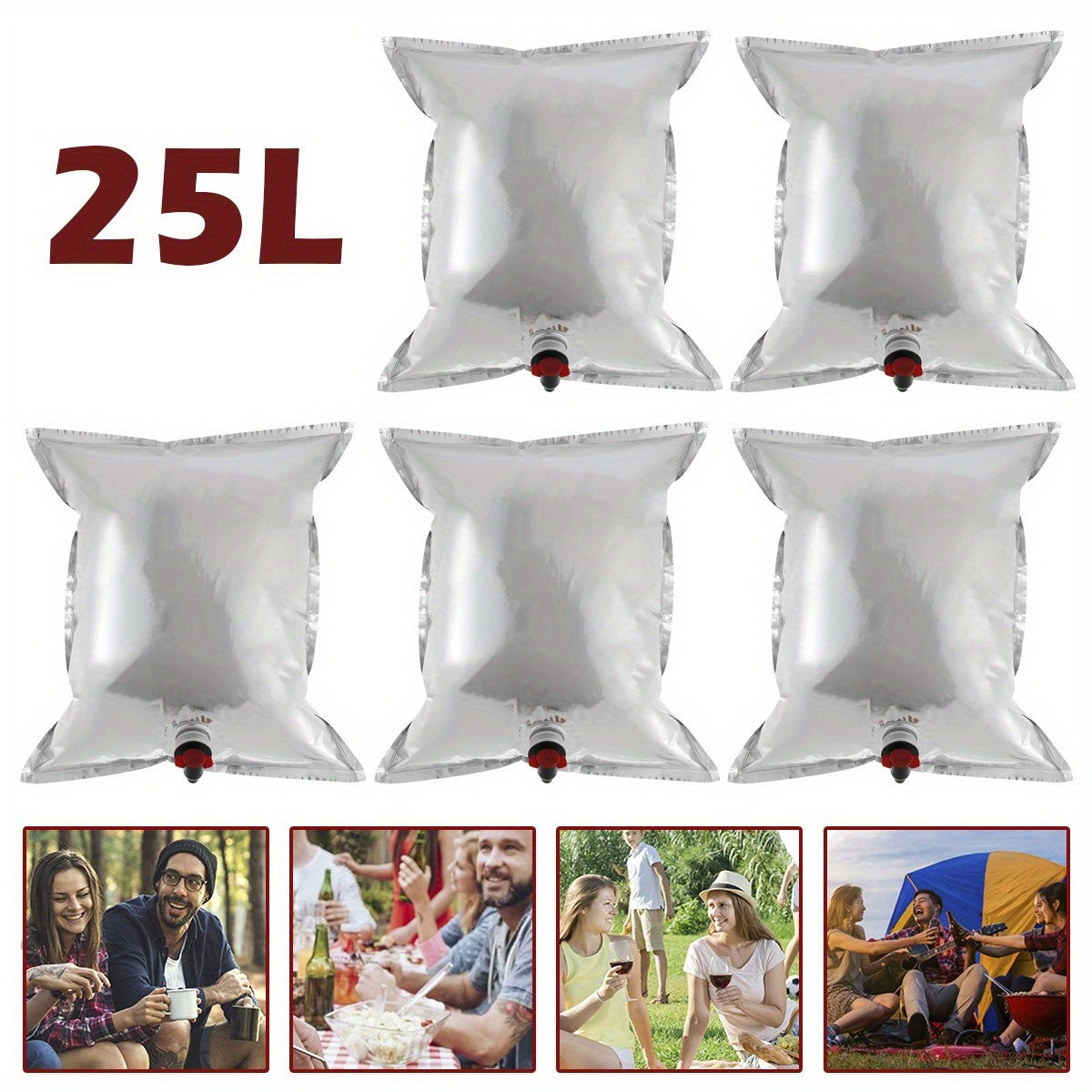 5pcs 25L Collapsible Water Bags Travel Camping Mountaineering