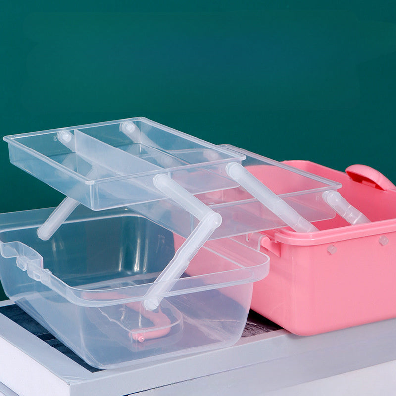 Three-Layer Folding Medicine Box Portable Storage Case