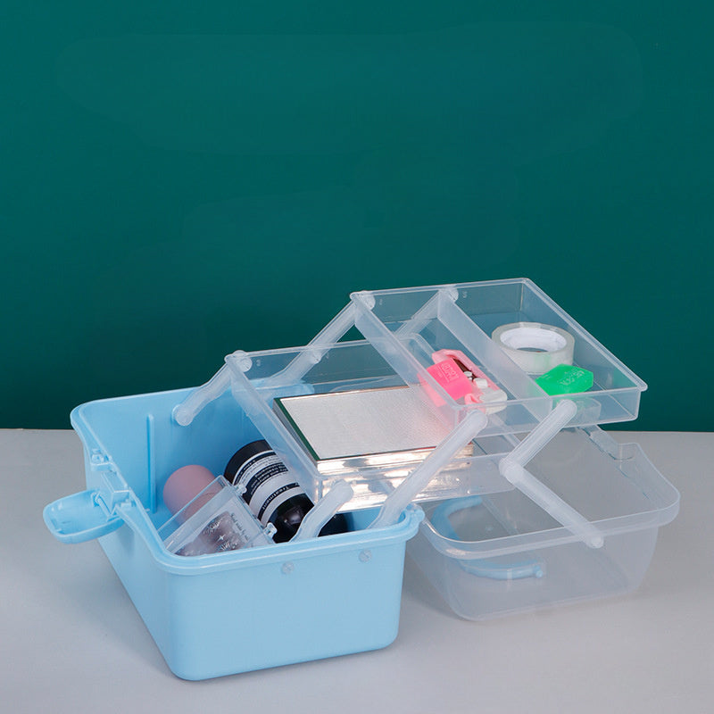 Three-Layer Folding Medicine Box Portable Storage Case