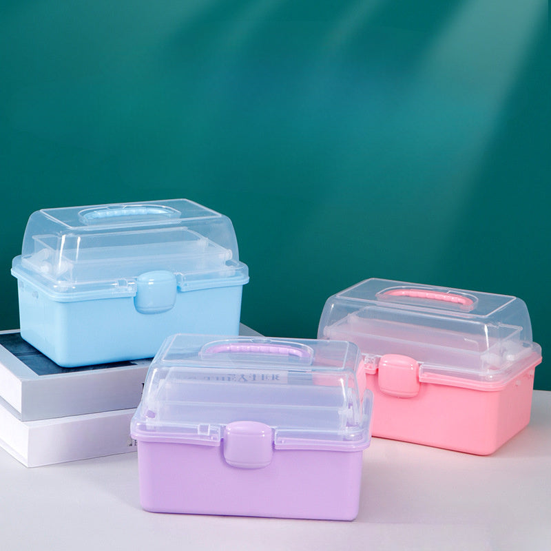 Three-Layer Folding Medicine Box Portable Storage Case