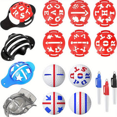 12PCS Golf Ball Marking Alignment Kit - Three Track Plastic Design