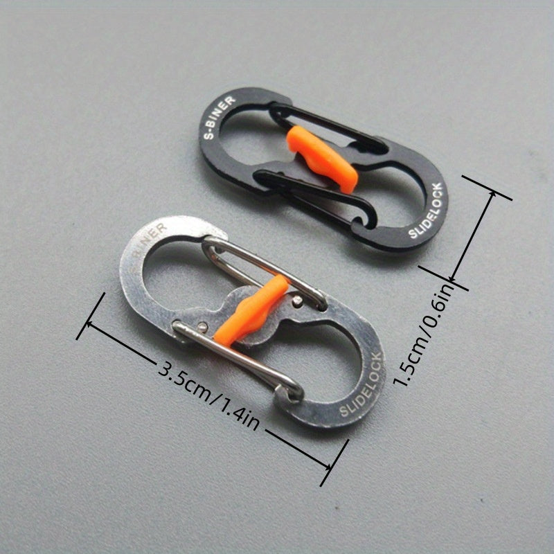 Small Stainless Steel Lock Buckle S-shaped Metal Keychain For Camping
