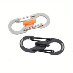 Small Stainless Steel Lock Buckle S-shaped Metal Keychain For Camping