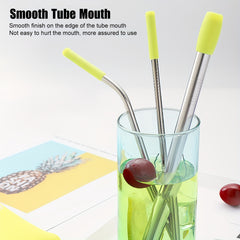 Stainless Steel Straws Set with Silicone Head Replacement, Brush, Storage Bag