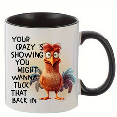 1pc 11oz Chicken Pattern Ceramic Cup Creative Cartoon Coffee Cup