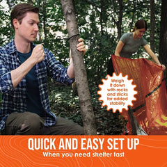 2 Person Emergency Tent Kit w/ Survival Whistle & Blanket