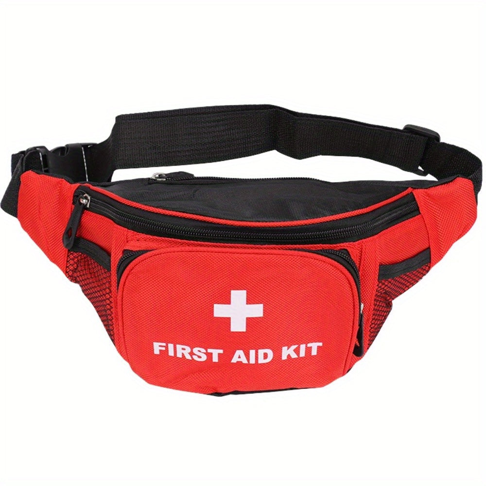 First Aid Fanny Pack Medical Storage Red Travel Rescue Waist Bag