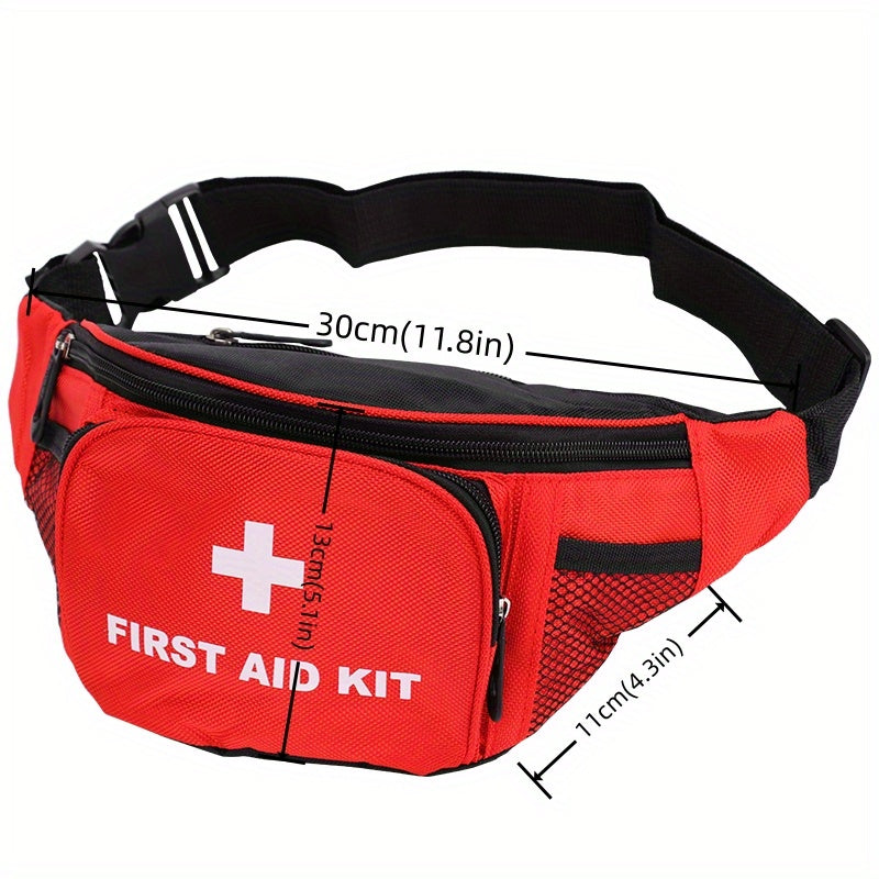 First Aid Fanny Pack Medical Storage Red Travel Rescue Waist Bag