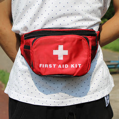 First Aid Fanny Pack Medical Storage Red Travel Rescue Waist Bag