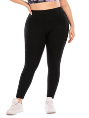 Solid Plus Size Yoga Leggings with Pocket