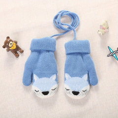 Kids Cartoon Knit Gloves Double Layer Outdoor Warm Gloves