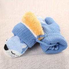 Kids Cartoon Knit Gloves Double Layer Outdoor Warm Gloves