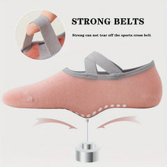 2 Pairs Non Slip Pilates Socks with Silicone Dots - Indoor Fitness Training