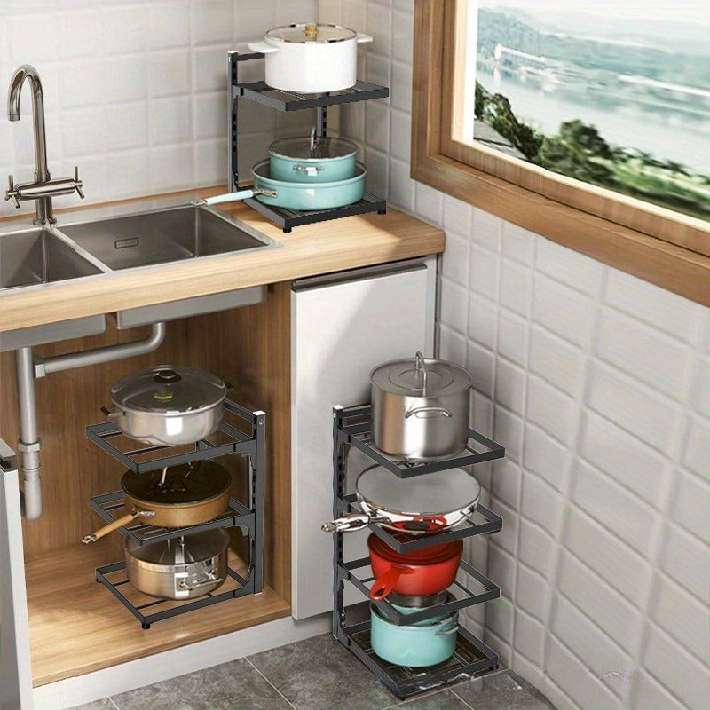 1pc Kitchen Under Sink Rack Household Pot Storage Rack Stovetop Cabinet