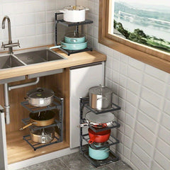 1pc Kitchen Under Sink Rack Household Pot Storage Rack Stovetop Cabinet