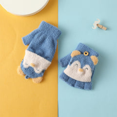 Kids Plush Knitted Half Finger Gloves For Autumn and Winter