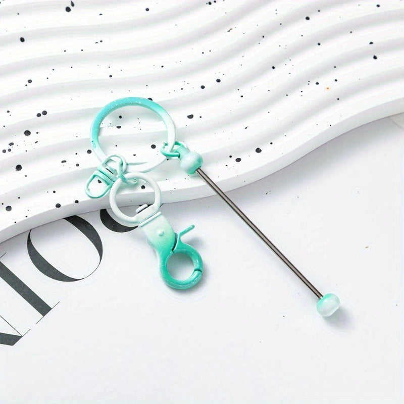 8pcs Gradient Metal DIY Bead Keychains Keyring Bag Car Key Pendant