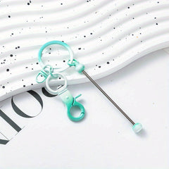 8pcs Gradient Metal DIY Bead Keychains Keyring Bag Car Key Pendant