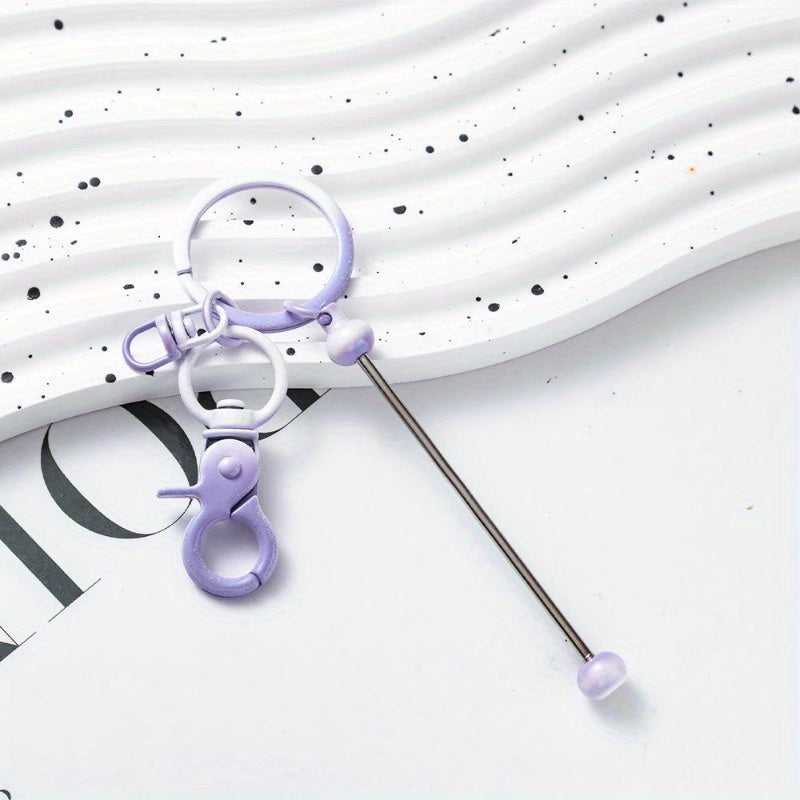 8pcs Gradient Metal DIY Bead Keychains Keyring Bag Car Key Pendant