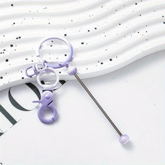 8pcs Gradient Metal DIY Bead Keychains Keyring Bag Car Key Pendant