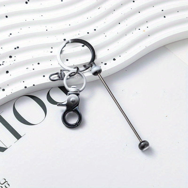 8pcs Gradient Metal DIY Bead Keychains Keyring Bag Car Key Pendant