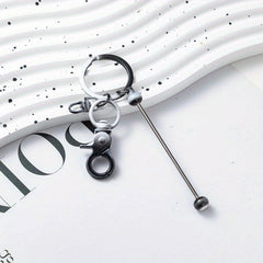 8pcs Gradient Metal DIY Bead Keychains Keyring Bag Car Key Pendant