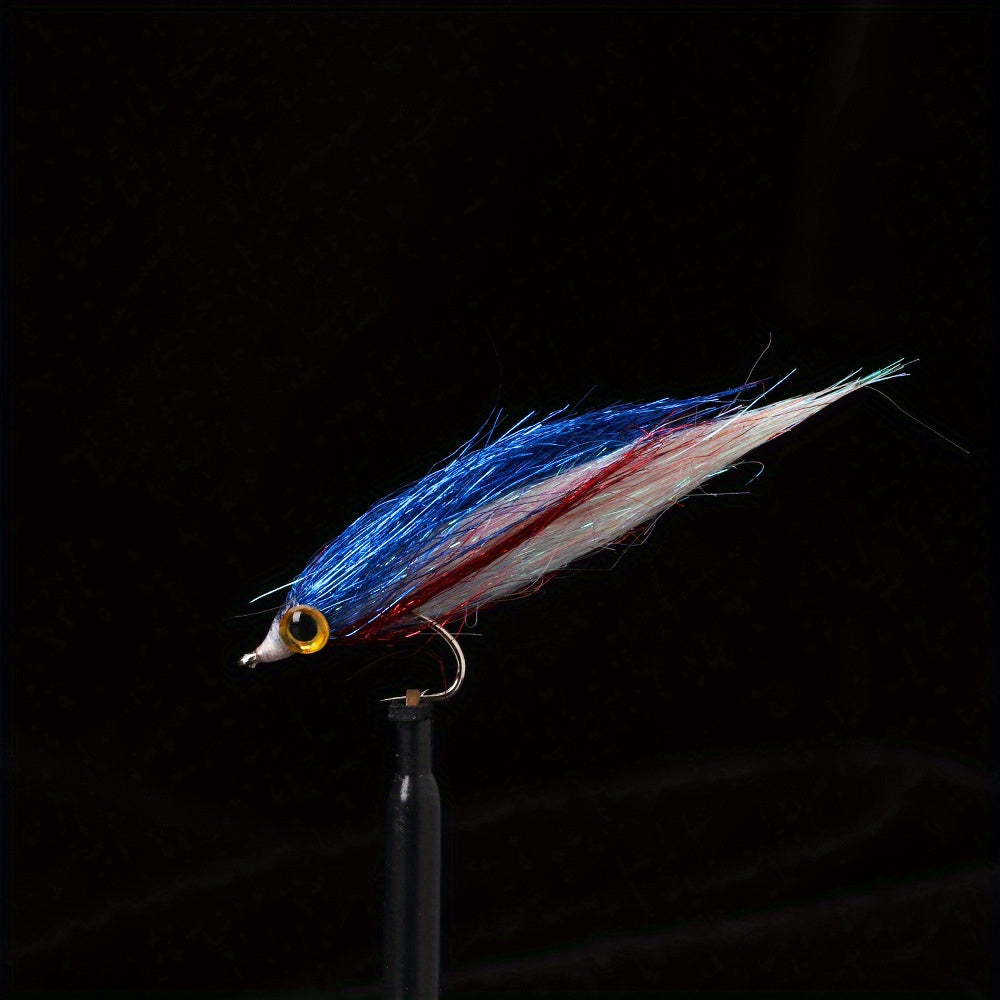 12pcs Mixed Colors Bionic Fly Hand Tied Hair Hook for Bass Fishing Tackle
