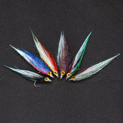 12pcs Mixed Colors Bionic Fly Hand Tied Hair Hook for Bass Fishing Tackle