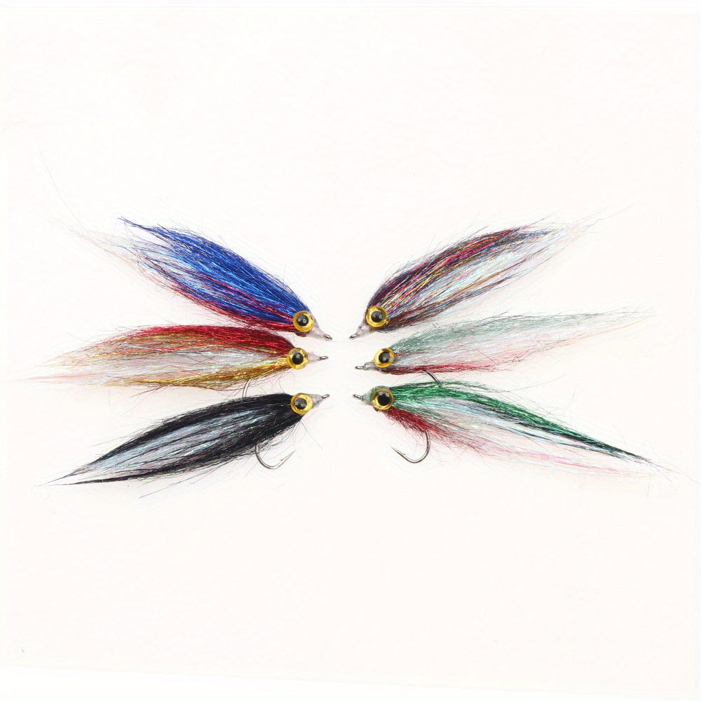 12pcs Mixed Colors Bionic Fly Hand Tied Hair Hook for Bass Fishing Tackle