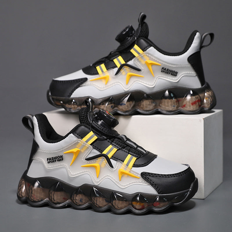 Boy's Breathable Sneakers with Rotating Buckle Air Cushion Shoes