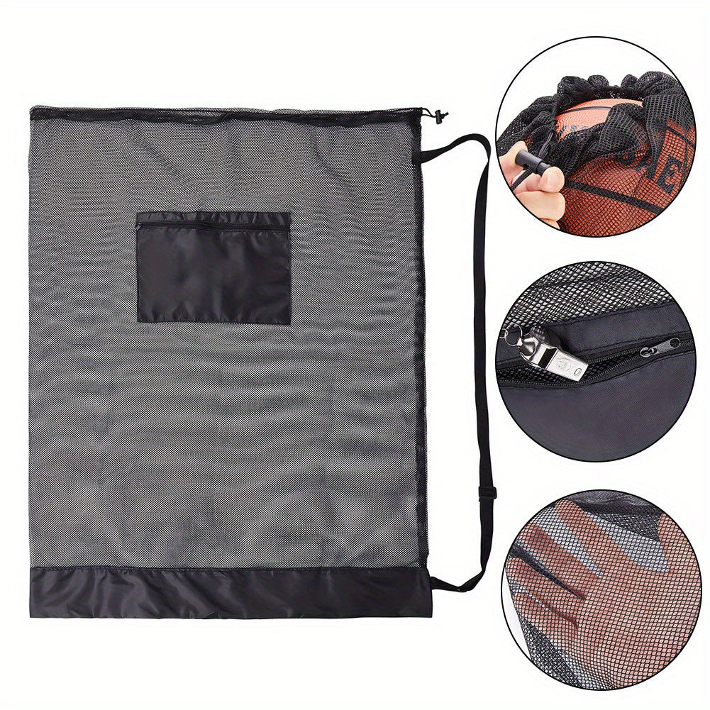 Adjustable Mesh Sports Bag with Shoulder Strap for Tennis Soccer Football Volley