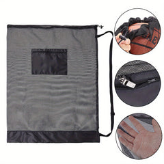 Adjustable Mesh Sports Bag with Shoulder Strap for Tennis Soccer Football Volley
