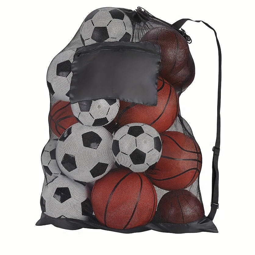 Adjustable Mesh Sports Bag with Shoulder Strap for Tennis Soccer Football Volley