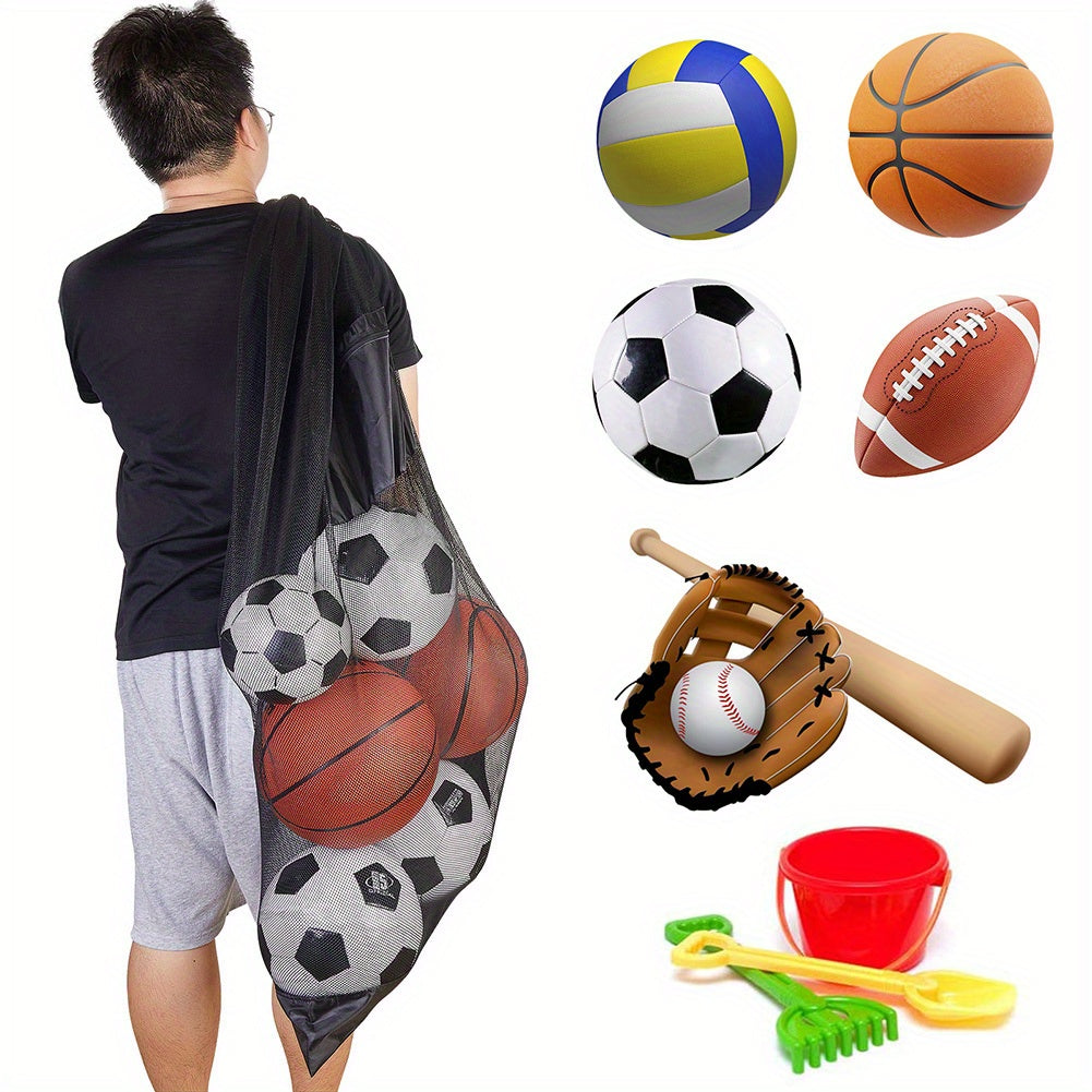 Adjustable Mesh Sports Bag with Shoulder Strap for Tennis Soccer Football Volley