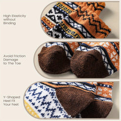 5 Pairs Winter Crew Socks Wool Cotton Multicolor Size 5-9 EU 35-40