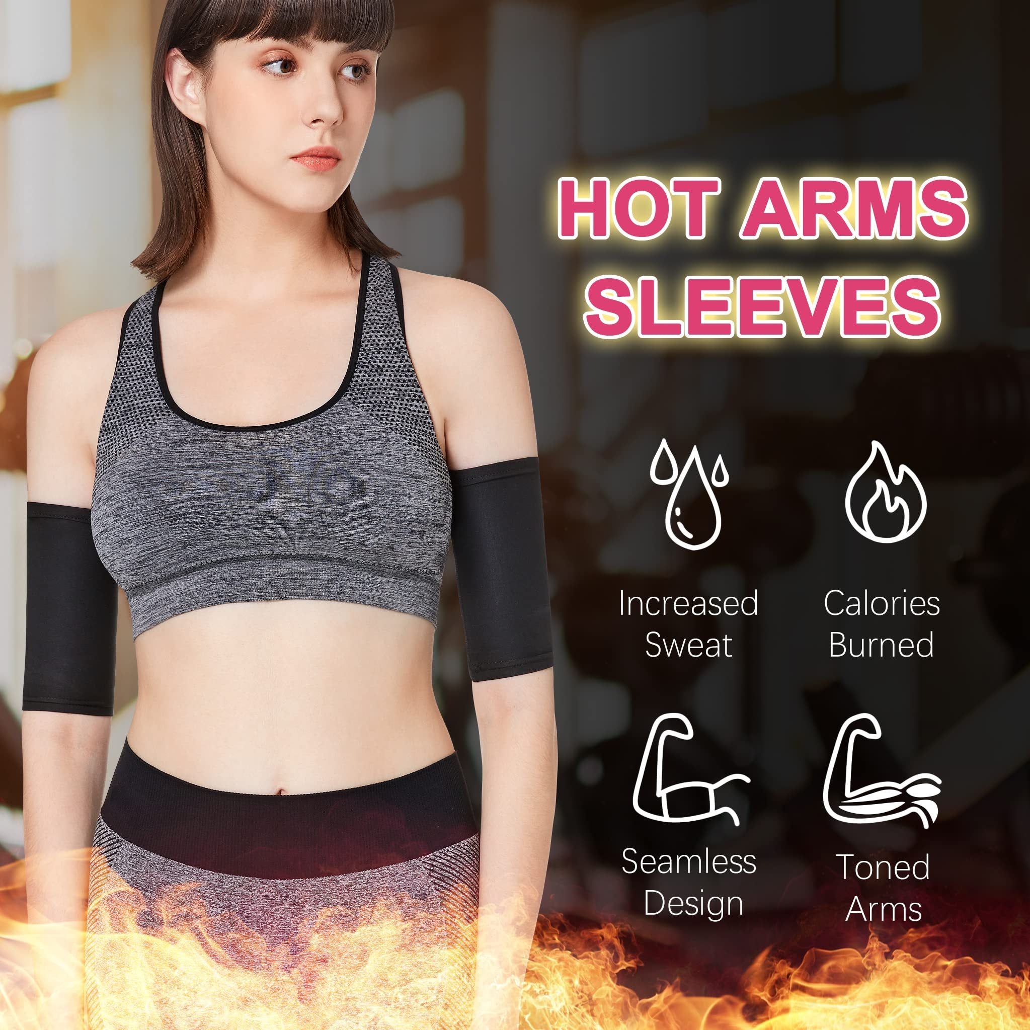 2pcs Women's Arm Trimmers Compression Sweat Bands Arm Shaper Sleeves