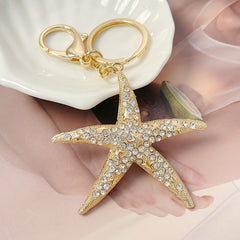 Pentagram Keychain Rhinestone Metal Keyring Pendant Gift Women