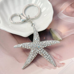 Pentagram Keychain Rhinestone Metal Keyring Pendant Gift Women