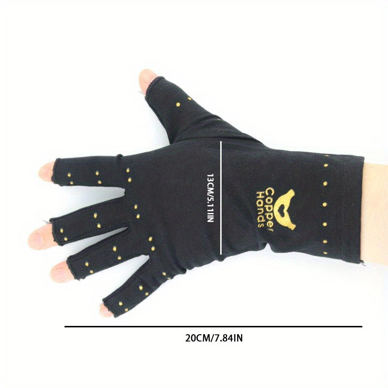 Copper Fiber Fingerless Compression Gloves for Arthritic Joints