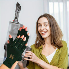 Copper Fiber Fingerless Compression Gloves for Arthritic Joints